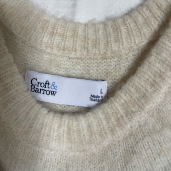 Croft & Barrow Cream Sweater with Blue and Green Accents - Picture 2 of 2